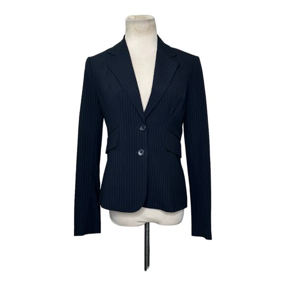 The Limited black pinstriped long sleeves 2 buttoned lined blazer size 0 - Picture 9 of 12